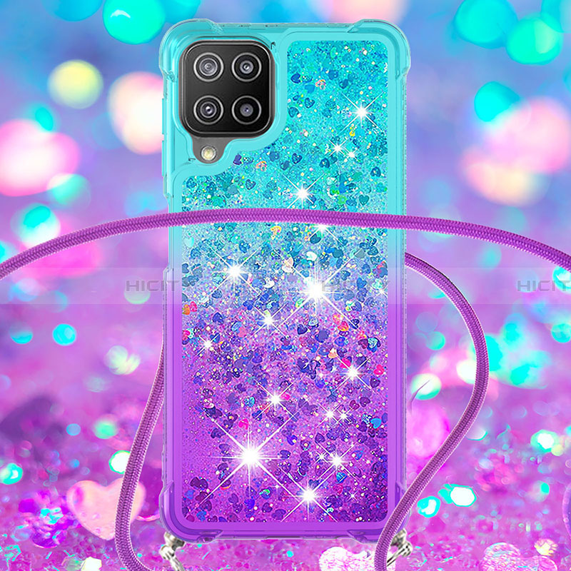 Custodia Silicone Cover Morbida Bling-Bling con Cinghia Cordino Mano S01 per Samsung Galaxy A22 4G