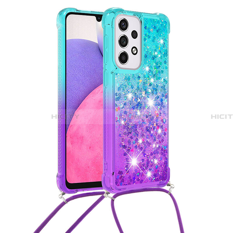 Custodia Silicone Cover Morbida Bling-Bling con Cinghia Cordino Mano S01 per Samsung Galaxy A33 5G