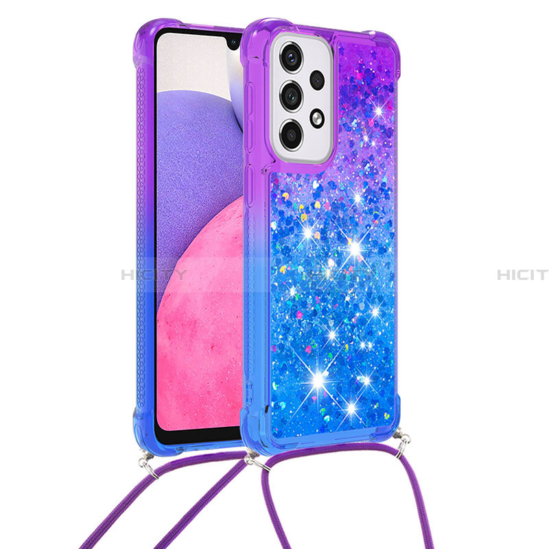 Custodia Silicone Cover Morbida Bling-Bling con Cinghia Cordino Mano S01 per Samsung Galaxy A33 5G