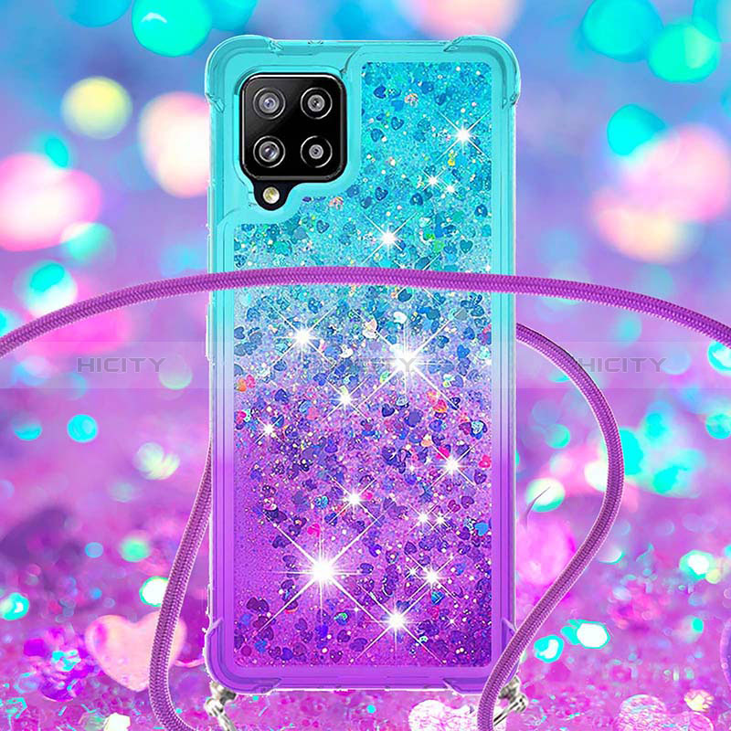 Custodia Silicone Cover Morbida Bling-Bling con Cinghia Cordino Mano S01 per Samsung Galaxy A42 5G