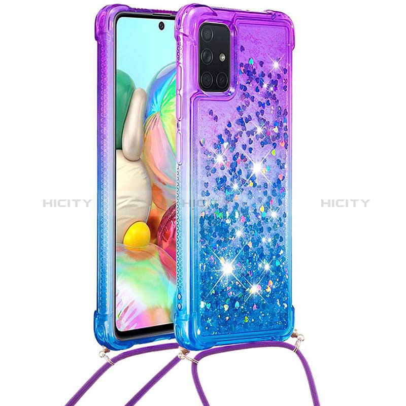 Custodia Silicone Cover Morbida Bling-Bling con Cinghia Cordino Mano S01 per Samsung Galaxy A71 5G