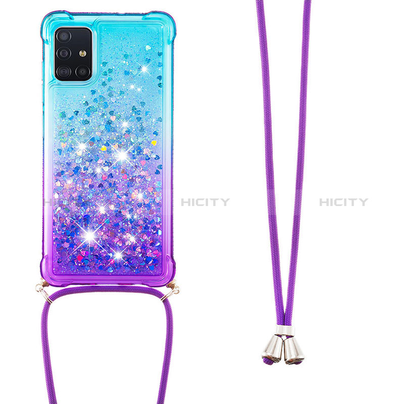 Custodia Silicone Cover Morbida Bling-Bling con Cinghia Cordino Mano S01 per Samsung Galaxy A71 5G