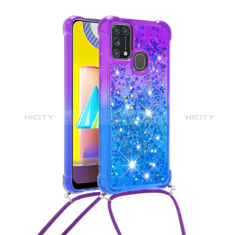 Custodia Silicone Cover Morbida Bling-Bling con Cinghia Cordino Mano S01 per Samsung Galaxy M31