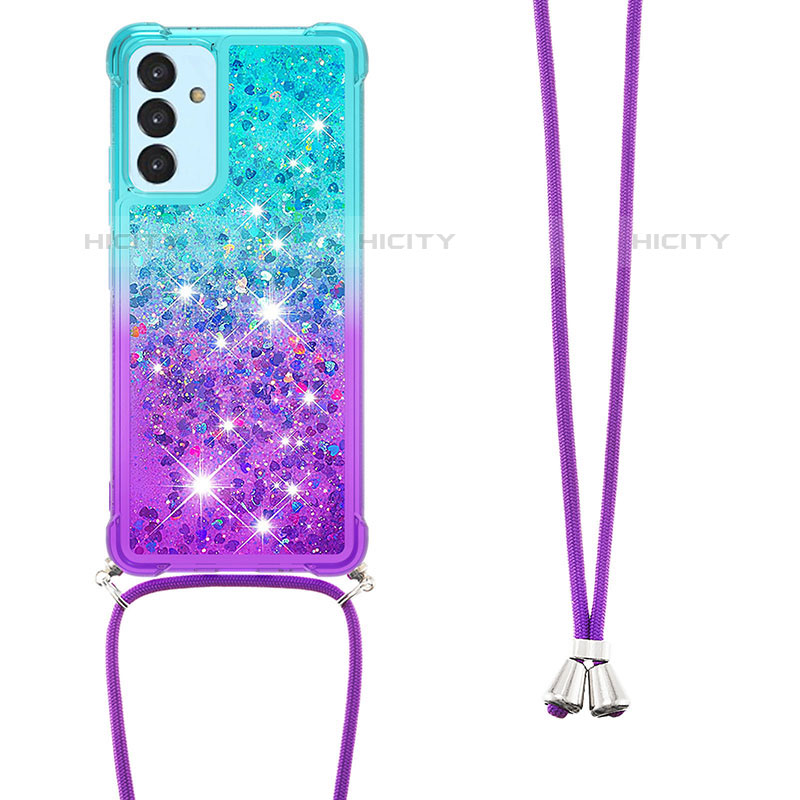 Custodia Silicone Cover Morbida Bling-Bling con Cinghia Cordino Mano S01 per Samsung Galaxy Quantum2 5G