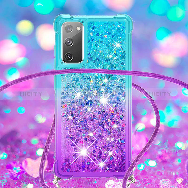 Custodia Silicone Cover Morbida Bling-Bling con Cinghia Cordino Mano S01 per Samsung Galaxy S20 Lite 5G