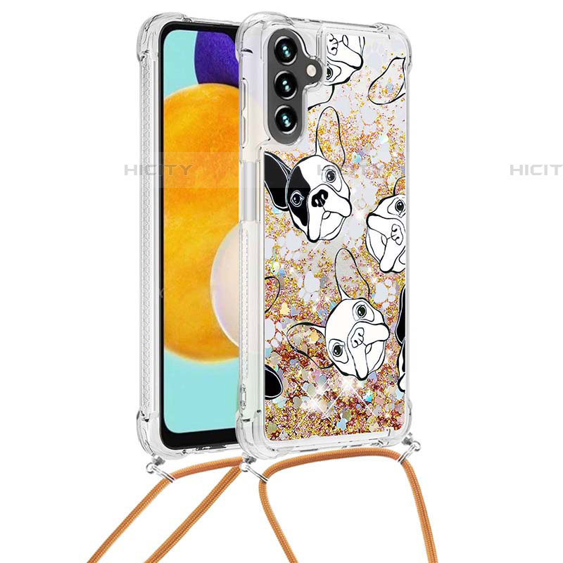 Custodia Silicone Cover Morbida Bling-Bling con Cinghia Cordino Mano S02 per Samsung Galaxy A04s