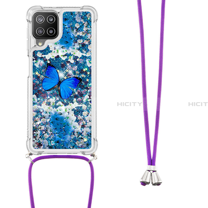 Custodia Silicone Cover Morbida Bling-Bling con Cinghia Cordino Mano S02 per Samsung Galaxy A22 4G