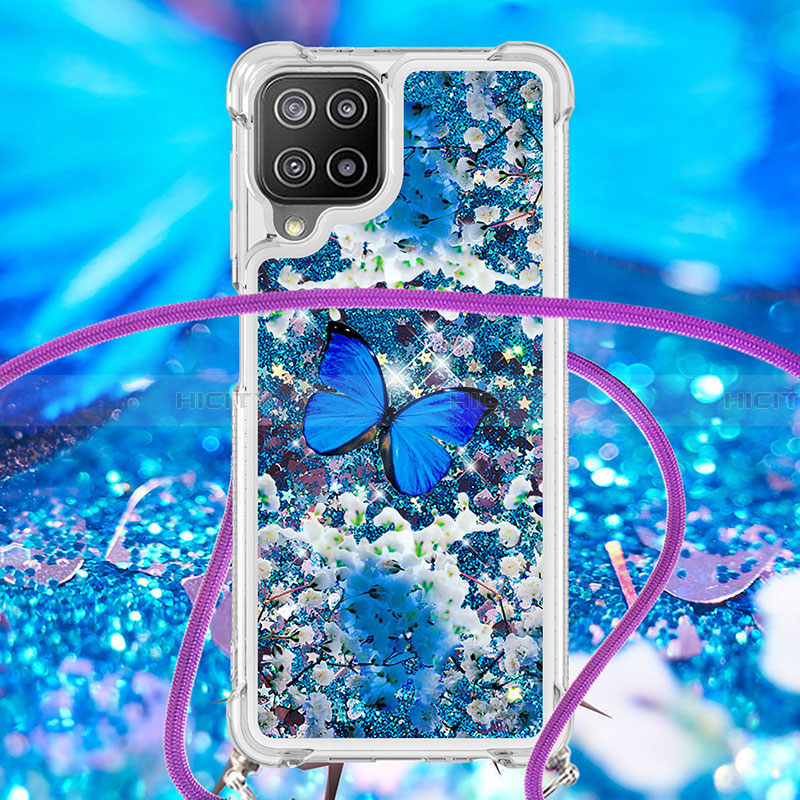 Custodia Silicone Cover Morbida Bling-Bling con Cinghia Cordino Mano S02 per Samsung Galaxy A22 4G