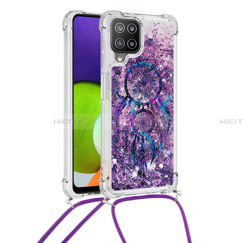 Custodia Silicone Cover Morbida Bling-Bling con Cinghia Cordino Mano S02 per Samsung Galaxy A22 4G