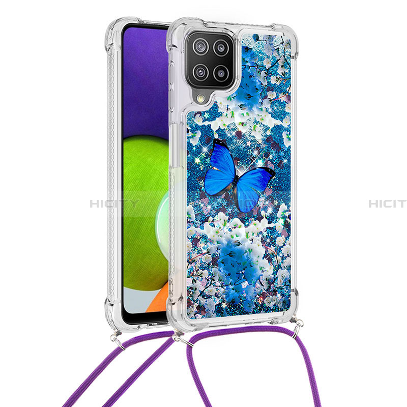 Custodia Silicone Cover Morbida Bling-Bling con Cinghia Cordino Mano S02 per Samsung Galaxy A22 4G