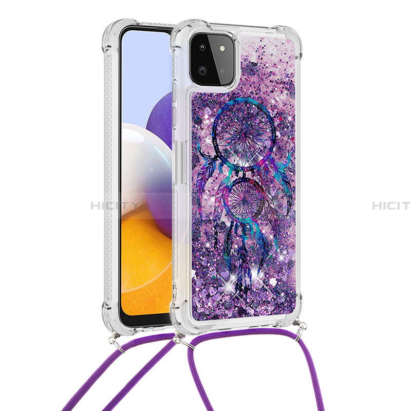 Custodia Silicone Cover Morbida Bling-Bling con Cinghia Cordino Mano S02 per Samsung Galaxy A22 5G