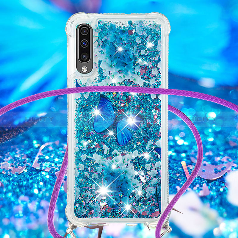 Custodia Silicone Cover Morbida Bling-Bling con Cinghia Cordino Mano S02 per Samsung Galaxy A30S