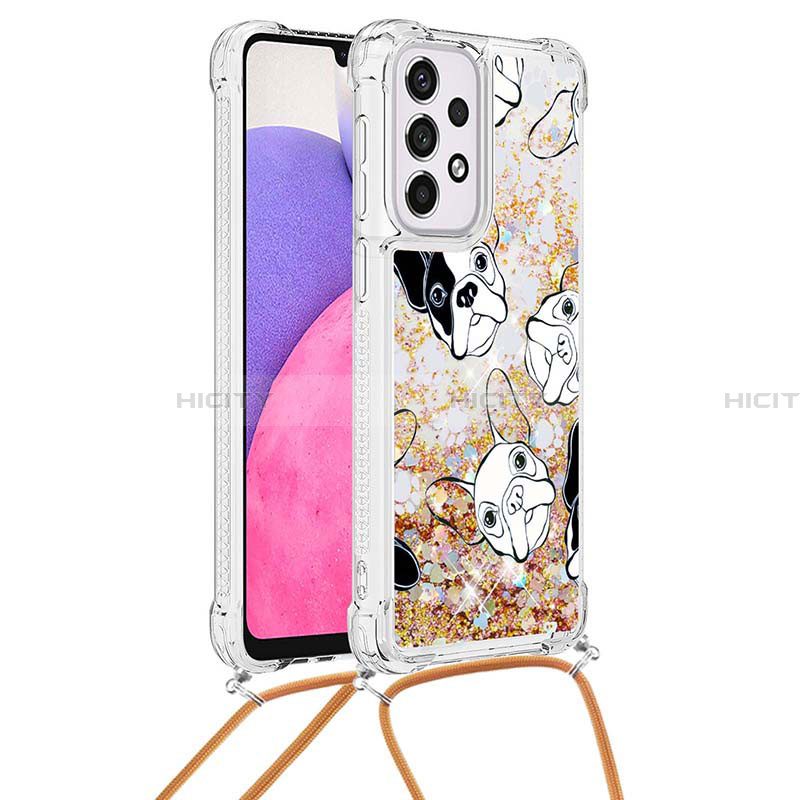 Custodia Silicone Cover Morbida Bling-Bling con Cinghia Cordino Mano S02 per Samsung Galaxy A33 5G