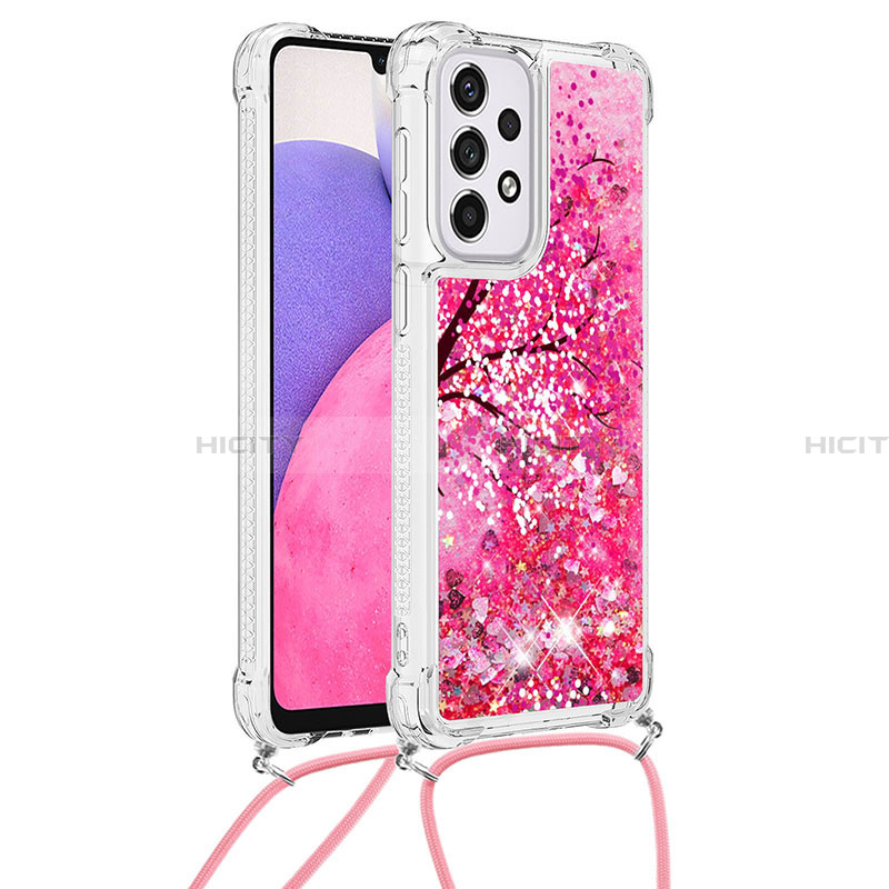 Custodia Silicone Cover Morbida Bling-Bling con Cinghia Cordino Mano S02 per Samsung Galaxy A33 5G