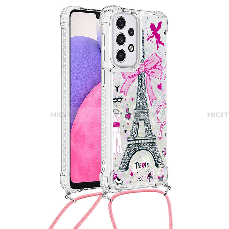 Custodia Silicone Cover Morbida Bling-Bling con Cinghia Cordino Mano S02 per Samsung Galaxy A33 5G