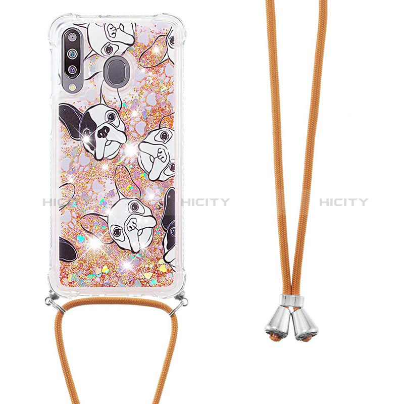 Custodia Silicone Cover Morbida Bling-Bling con Cinghia Cordino Mano S02 per Samsung Galaxy A40s