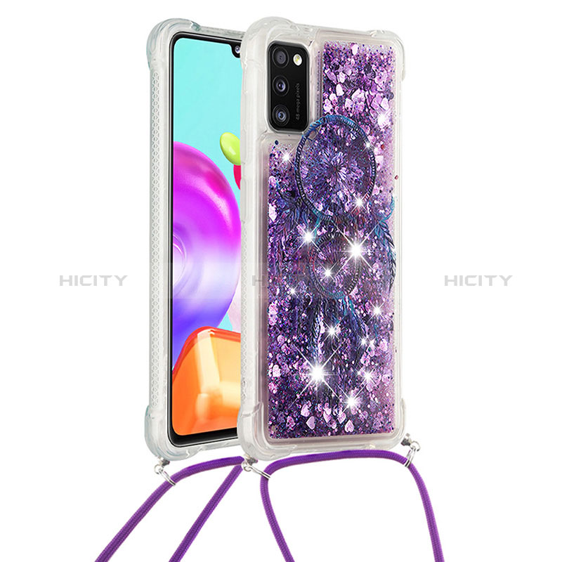 Custodia Silicone Cover Morbida Bling-Bling con Cinghia Cordino Mano S02 per Samsung Galaxy A41