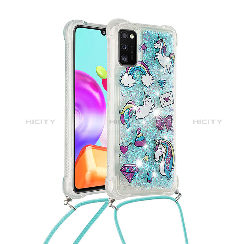 Custodia Silicone Cover Morbida Bling-Bling con Cinghia Cordino Mano S02 per Samsung Galaxy A41