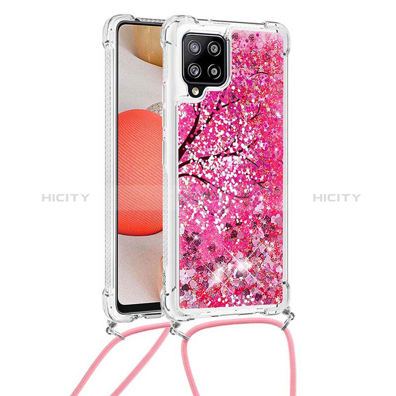 Custodia Silicone Cover Morbida Bling-Bling con Cinghia Cordino Mano S02 per Samsung Galaxy A42 5G