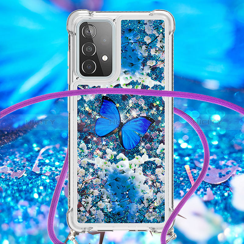 Custodia Silicone Cover Morbida Bling-Bling con Cinghia Cordino Mano S02 per Samsung Galaxy A52s 5G