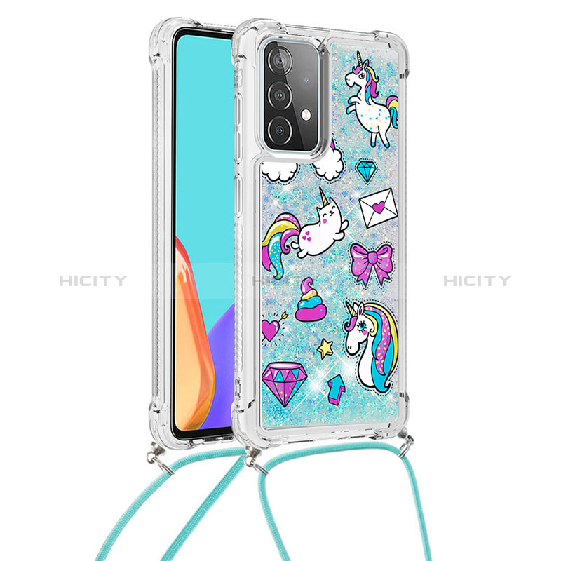 Custodia Silicone Cover Morbida Bling-Bling con Cinghia Cordino Mano S02 per Samsung Galaxy A52s 5G