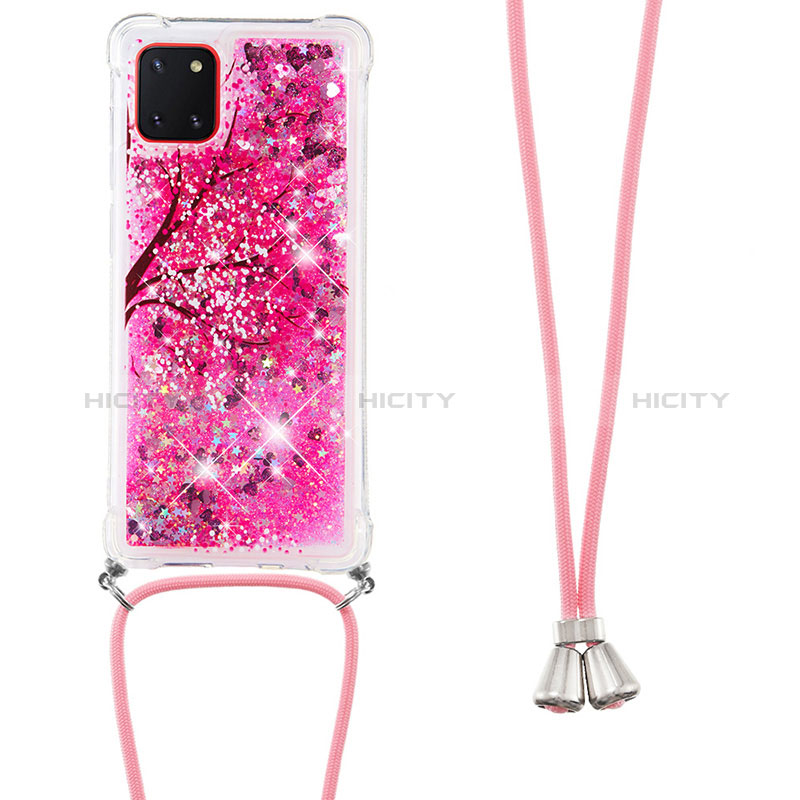 Custodia Silicone Cover Morbida Bling-Bling con Cinghia Cordino Mano S02 per Samsung Galaxy A81