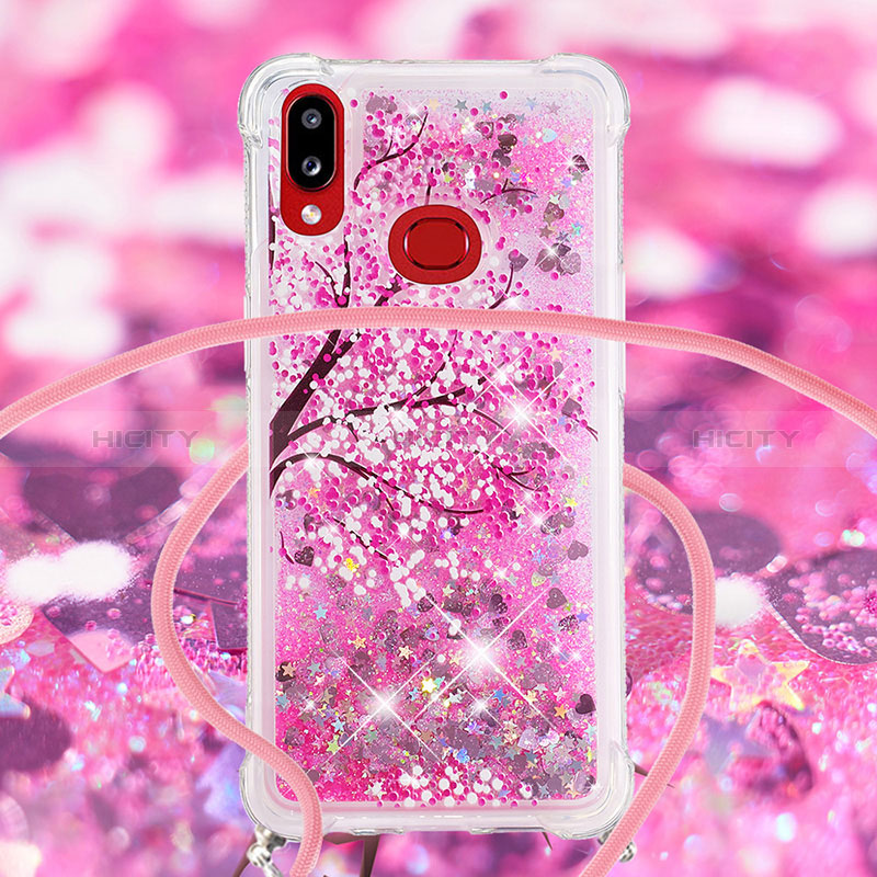 Custodia Silicone Cover Morbida Bling-Bling con Cinghia Cordino Mano S02 per Samsung Galaxy M01s