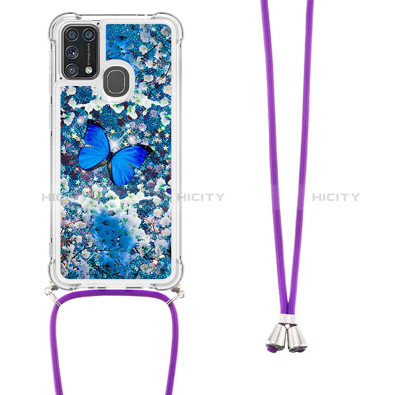 Custodia Silicone Cover Morbida Bling-Bling con Cinghia Cordino Mano S02 per Samsung Galaxy M31 Prime Edition