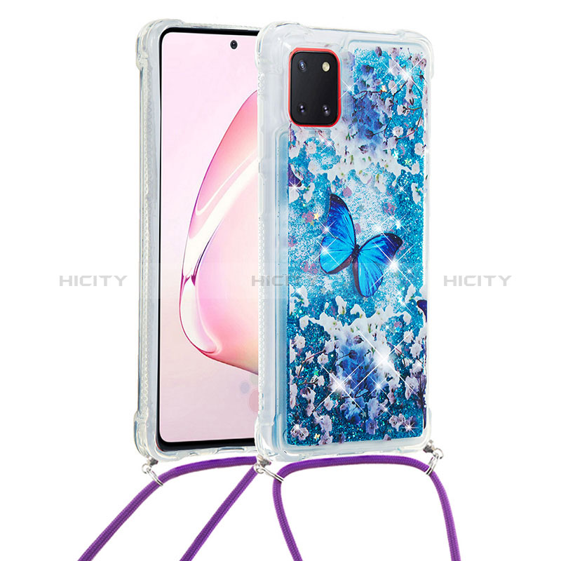 Custodia Silicone Cover Morbida Bling-Bling con Cinghia Cordino Mano S02 per Samsung Galaxy M60s