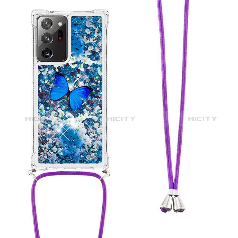 Custodia Silicone Cover Morbida Bling-Bling con Cinghia Cordino Mano S02 per Samsung Galaxy Note 20 Ultra 5G