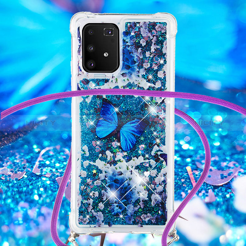 Custodia Silicone Cover Morbida Bling-Bling con Cinghia Cordino Mano S02 per Samsung Galaxy S10 Lite