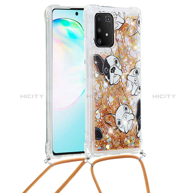 Custodia Silicone Cover Morbida Bling-Bling con Cinghia Cordino Mano S02 per Samsung Galaxy S10 Lite