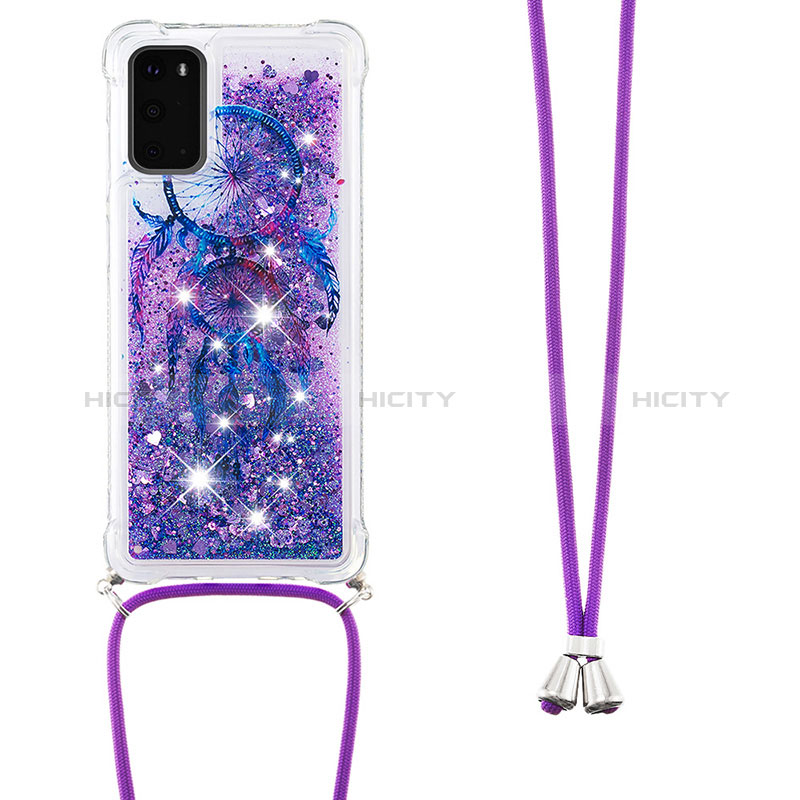 Custodia Silicone Cover Morbida Bling-Bling con Cinghia Cordino Mano S02 per Samsung Galaxy S20 5G