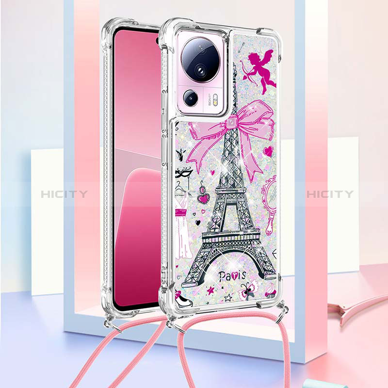 Custodia Silicone Cover Morbida Bling-Bling con Cinghia Cordino Mano S02 per Xiaomi Civi 2 5G