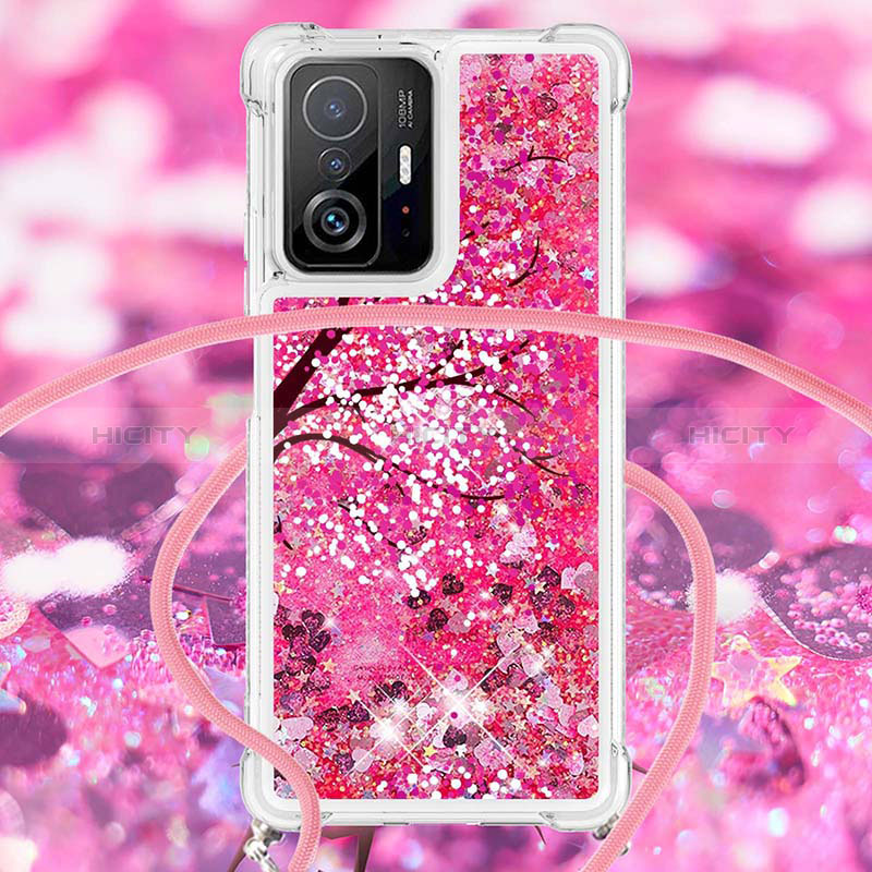 Custodia Silicone Cover Morbida Bling-Bling con Cinghia Cordino Mano S02 per Xiaomi Mi 11T 5G