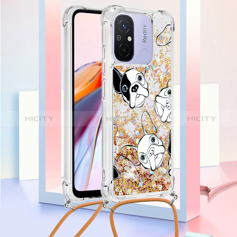 Custodia Silicone Cover Morbida Bling-Bling con Cinghia Cordino Mano S02 per Xiaomi Poco C55