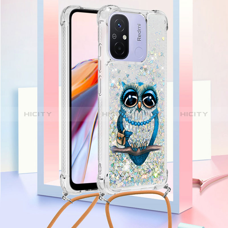 Custodia Silicone Cover Morbida Bling-Bling con Cinghia Cordino Mano S02 per Xiaomi Poco C55 Multicolore