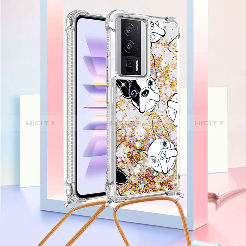 Custodia Silicone Cover Morbida Bling-Bling con Cinghia Cordino Mano S02 per Xiaomi Poco F5 Pro 5G