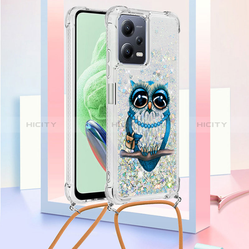 Custodia Silicone Cover Morbida Bling-Bling con Cinghia Cordino Mano S02 per Xiaomi Redmi Note 12 5G