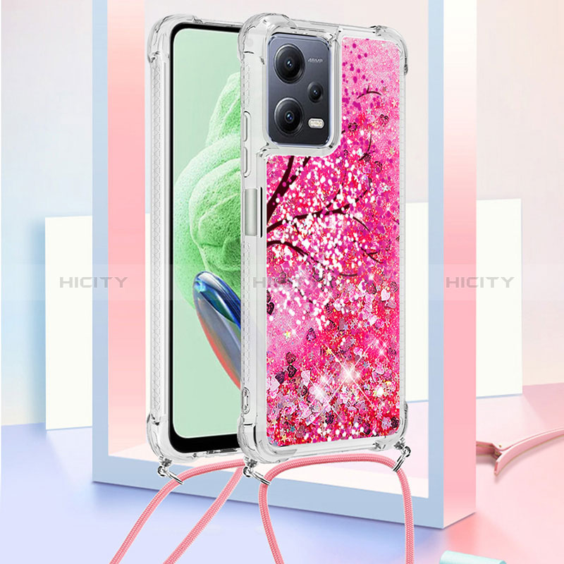 Custodia Silicone Cover Morbida Bling-Bling con Cinghia Cordino Mano S02 per Xiaomi Redmi Note 12 5G