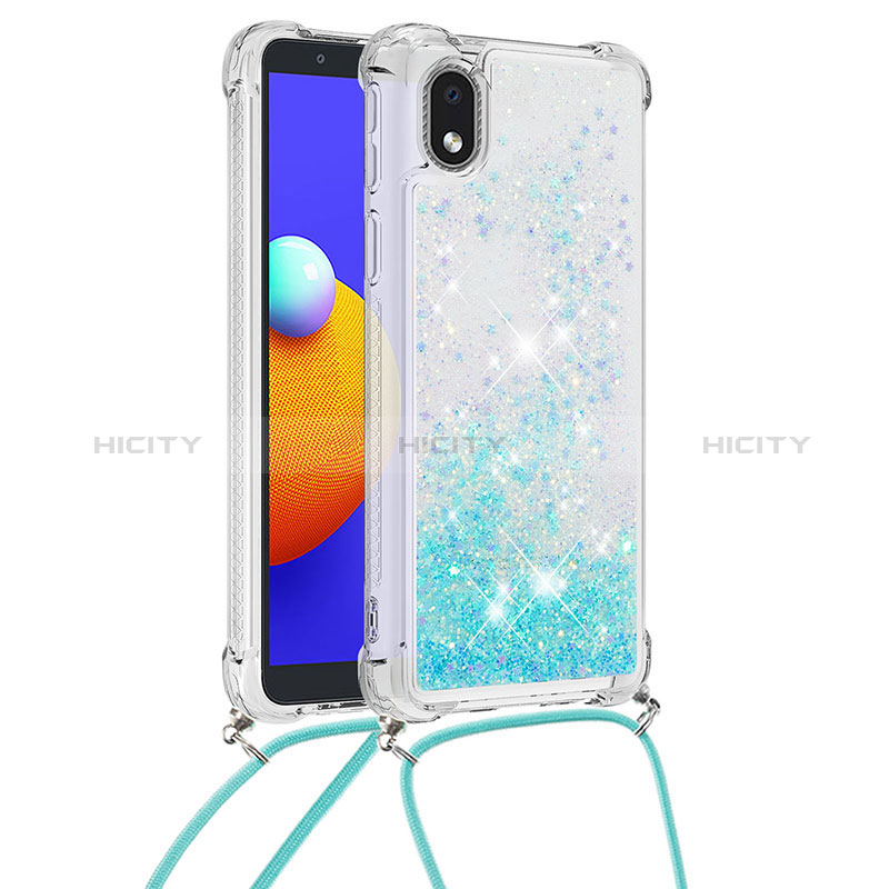 Custodia Silicone Cover Morbida Bling-Bling con Cinghia Cordino Mano S03 per Samsung Galaxy A01 Core