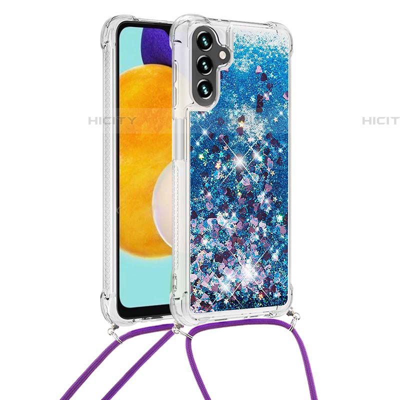 Custodia Silicone Cover Morbida Bling-Bling con Cinghia Cordino Mano S03 per Samsung Galaxy A04s