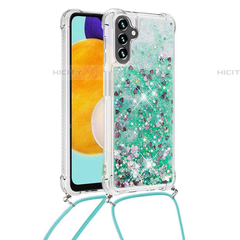 Custodia Silicone Cover Morbida Bling-Bling con Cinghia Cordino Mano S03 per Samsung Galaxy A04s