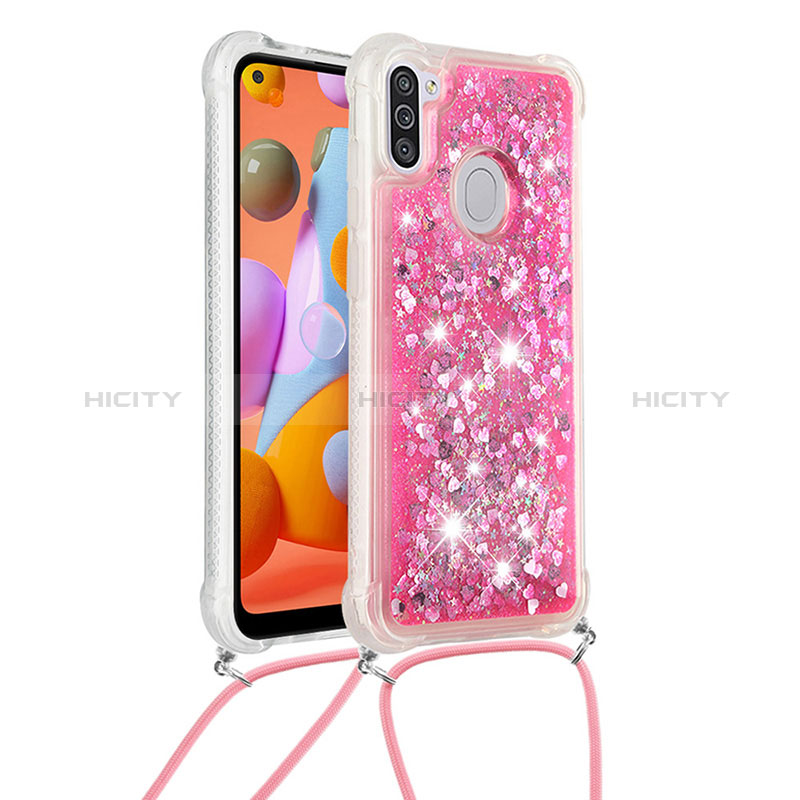 Custodia Silicone Cover Morbida Bling-Bling con Cinghia Cordino Mano S03 per Samsung Galaxy A11