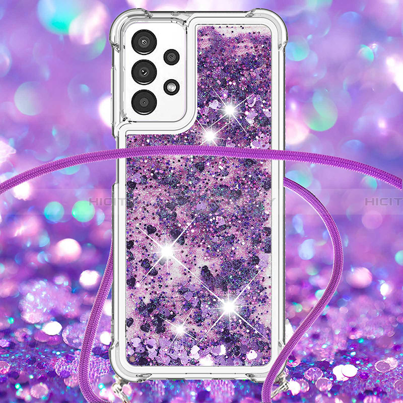 Custodia Silicone Cover Morbida Bling-Bling con Cinghia Cordino Mano S03 per Samsung Galaxy A13 4G