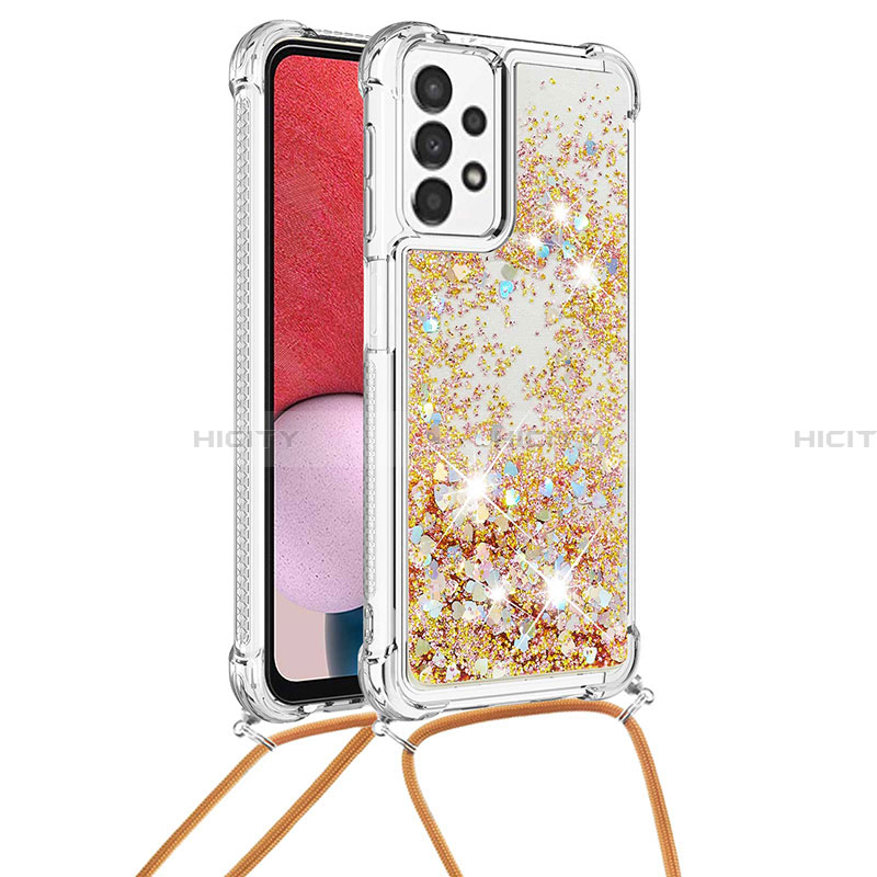 Custodia Silicone Cover Morbida Bling-Bling con Cinghia Cordino Mano S03 per Samsung Galaxy A13 4G