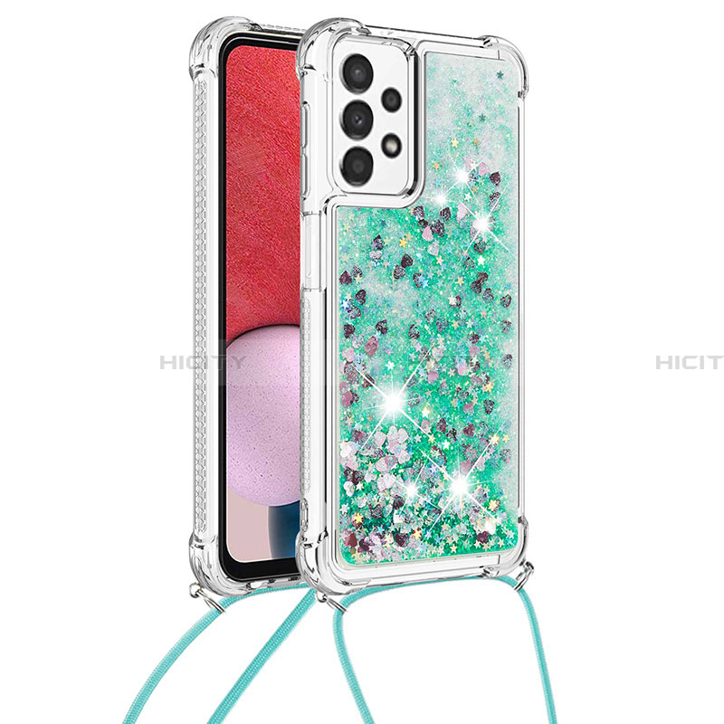 Custodia Silicone Cover Morbida Bling-Bling con Cinghia Cordino Mano S03 per Samsung Galaxy A13 4G