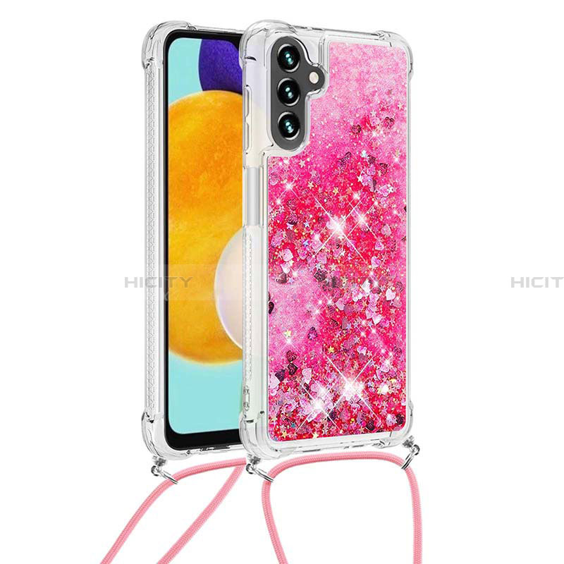 Custodia Silicone Cover Morbida Bling-Bling con Cinghia Cordino Mano S03 per Samsung Galaxy A13 5G