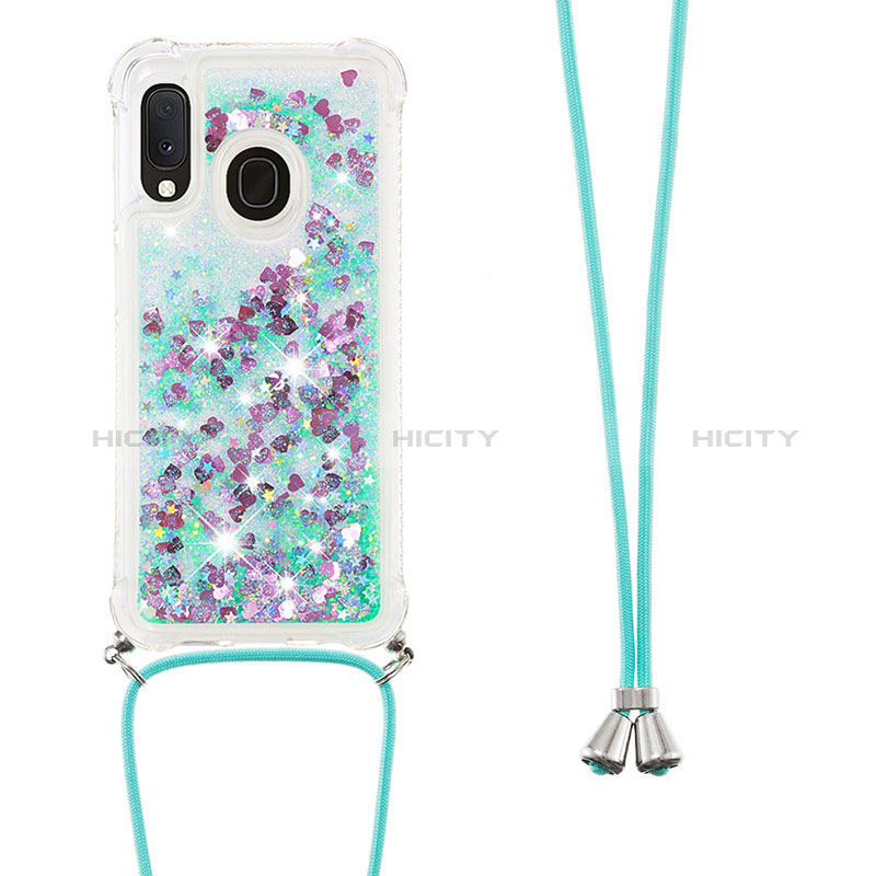 Custodia Silicone Cover Morbida Bling-Bling con Cinghia Cordino Mano S03 per Samsung Galaxy A20e