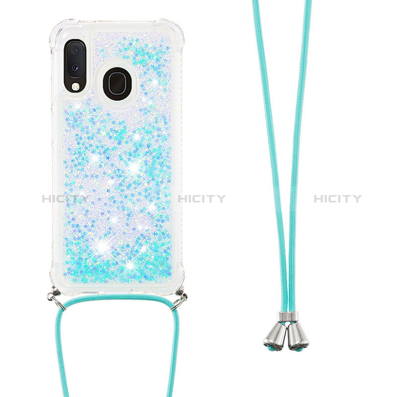 Custodia Silicone Cover Morbida Bling-Bling con Cinghia Cordino Mano S03 per Samsung Galaxy A20e